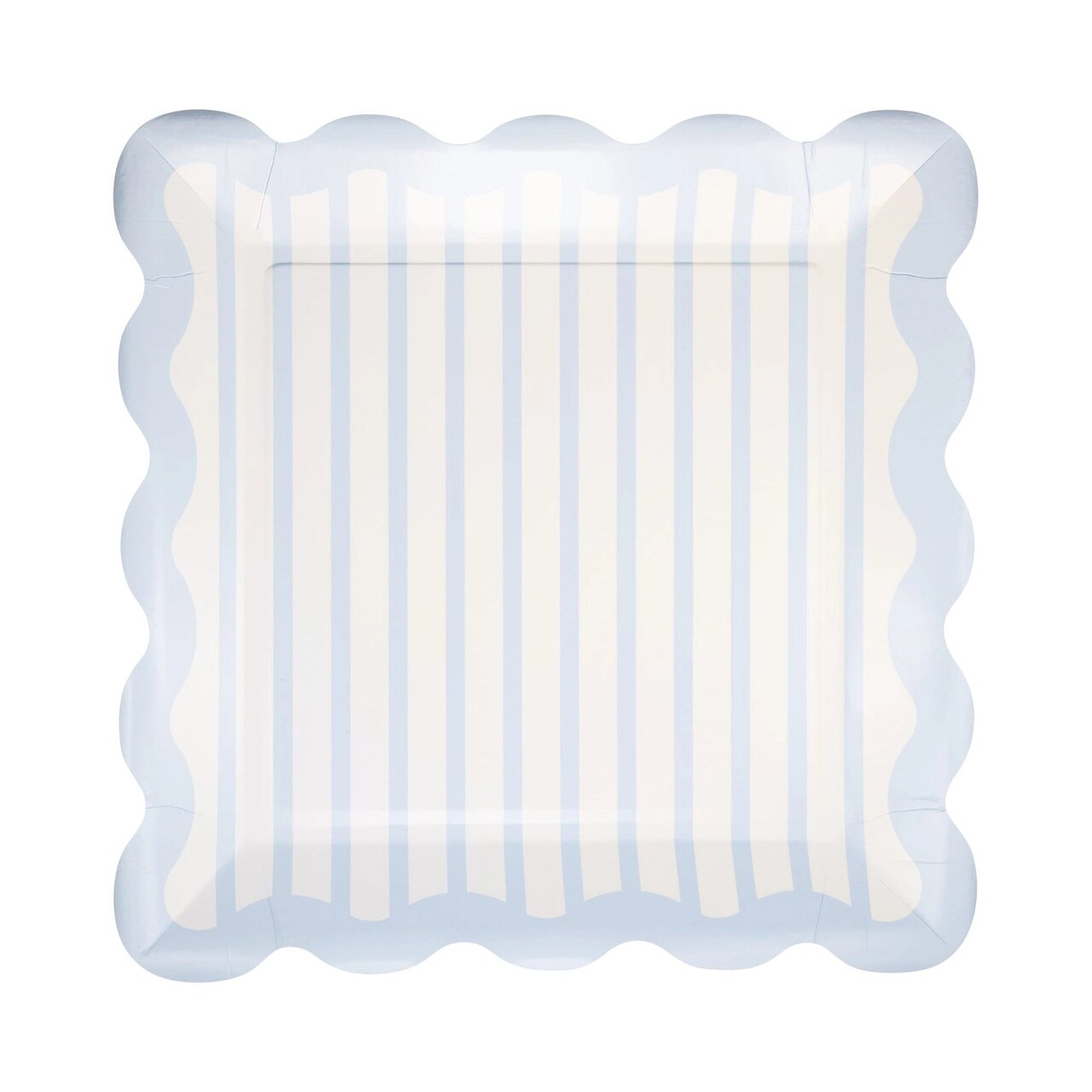 Blue Stripe Scalloped Square Party Plates – 10" Disposable Plates (8 Pack)